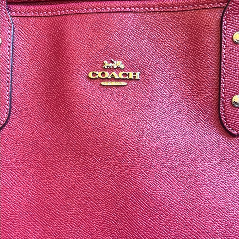 Coach Pink Berry Leather Tote with Gold Emblem - Picture 10 of 12
